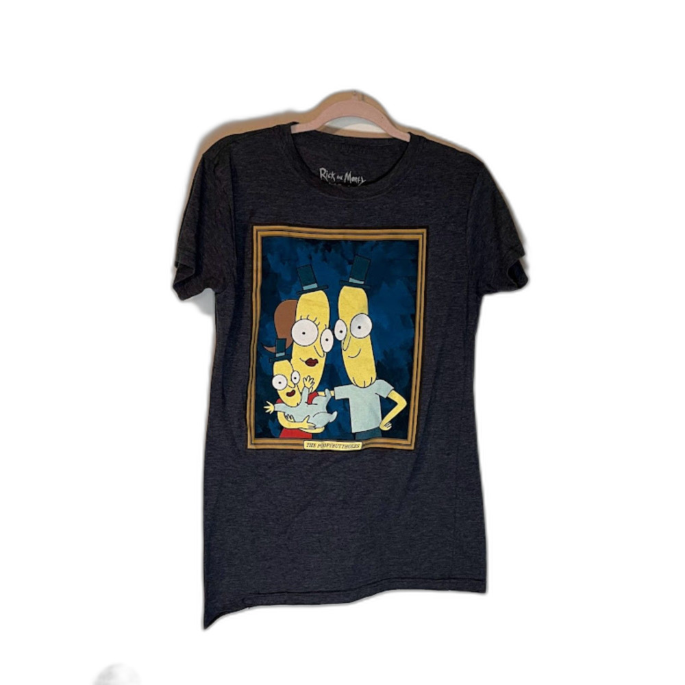 Rick & Morty Adult Swim T-Shirt Youth XL Gray Graphic Cartoon Cosplay Casual *
